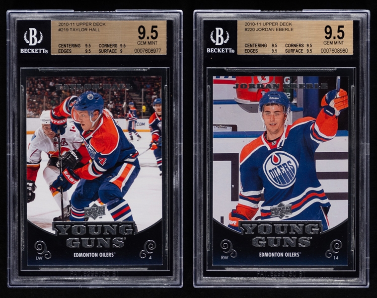 2010-11 Upper Deck Young Guns Complete Hockey Card Set Including Beckett-Graded #219 Taylor Hall Rookie (Gem Mint 9.5 ) and #220 Jordan Eberle Rookie (Gem Mint 9.5 )