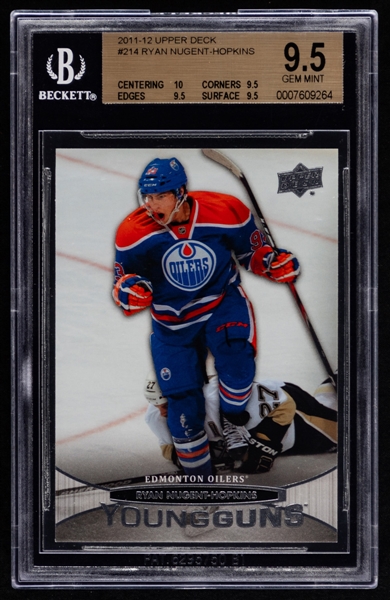2011-12 and 2012-13 Upper Deck Young Guns Complete Hockey Card Set Including Beckett-Graded #214 Ryan Nugent-Hopkins Rookie (Gem Mint 9.5 ) Plus RCs of Stone, Landeskog, Scheifele & Couturier