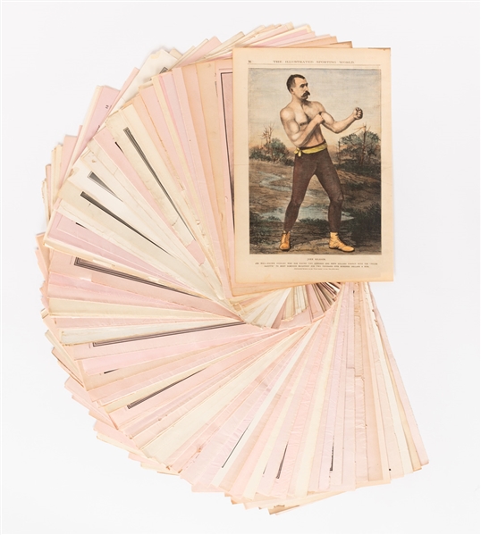 Scarce Late-19th Century to 1920s Police Gazette Boxing Supplement and Picture Collection of 120 including Corbett, Kilrain, Fitzsimmons, Willard, Demspey and Johnson