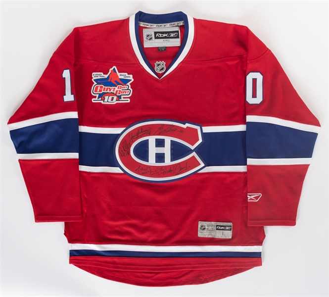 Guy Lafleur 2009 Birthday Tribute Night Multi-Signed Montreal Canadiens Jersey Including Deceased HOFers Guy Lafleur and Jean Beliveau