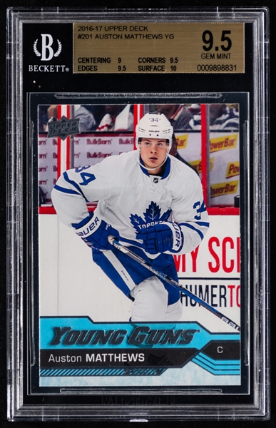 2016-17 Upper Deck Young Guns Complete Series 1 Hockey Card Set Including #201 Auston Matthews Rookie (Beckett Gem Mint 9.5) 
