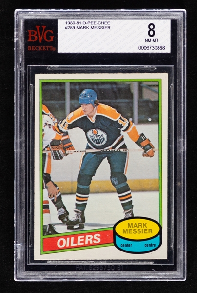 1980-81 O-Pee-Chee Hockey Card #289 HOFer Mark Messier Rookie - Graded Beckett NM-MT 8