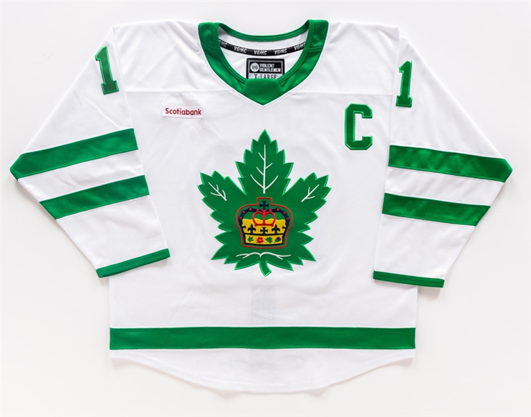 Logan Shaws 2022-23 AHL Toronto Marlies "St. Patricks Day" Game-Worn Captains Jersey with Team LOA