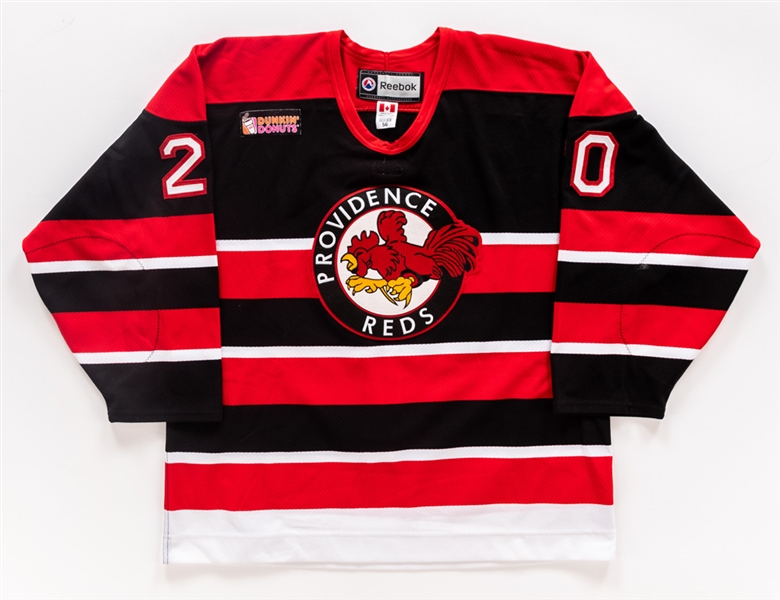 Lane MacDermids 2010-11 Providence Bruins "Providence Reds" Throwback Game-Worn Jersey