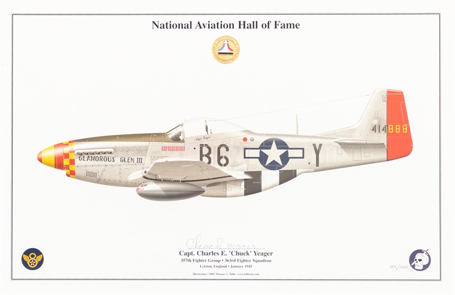 Brigadier General Chuck Yeager Signed Bell X-1 "Glamorous Glennis" Limited-Edition Print with COA (11" x 17")