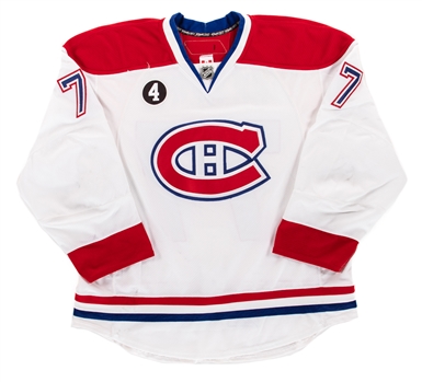 Tom Gilberts 2014-15 Montreal Canadiens Game-Worn Jersey with Team LOA - Beliveau Memorial Patch! - Photo-Matched!