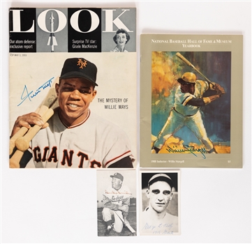 Baseball Hall of Famers/Stars Signed Magazines, Photos, Postcard Collection with JSA Auction LOA