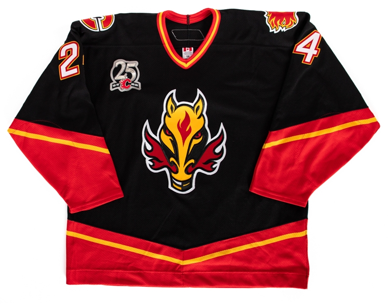 Jason Wiemer’s 2005-06 Calgary Flames Game-Worn Jersey with LOA - 25th Anniversary Patch!