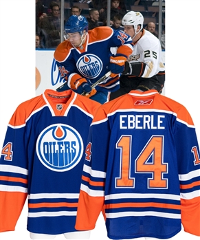 Jordan Eberles 2010-11 Edmonton Oilers Game-Worn Rookie Season Retro Jersey with LOA - Photo-Matched! 