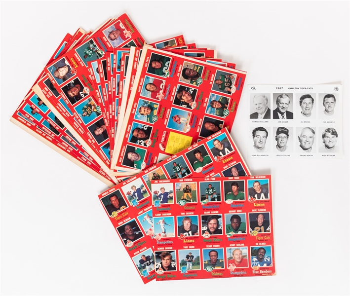1971 O-Pee-Chee CFL Football Uncut Sheets Cut into Sections - 264 Total Cards