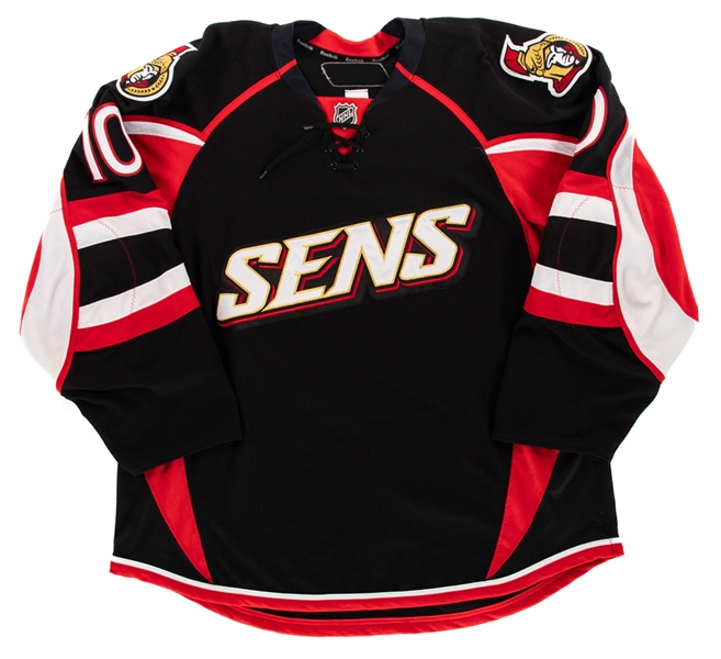 Shean Donovans 2009-10 Ottawa Senators Game-Issued Third Jersey with LOA