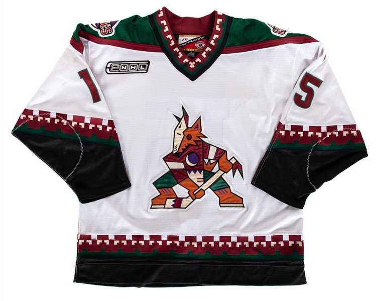 Radoslav Suchys 1999-2000 Phoenix Coyotes Game-Worn Rookie Season Regular Season and Playoffs Jersey with Team LOA - NHL2000 Patch! 