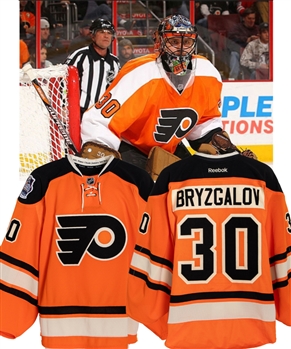 Ilya Bryzgalovs 2012 NHL Winter Classic Philadelphia Flyers Game-Worn 2nd Period Jersey with LOA