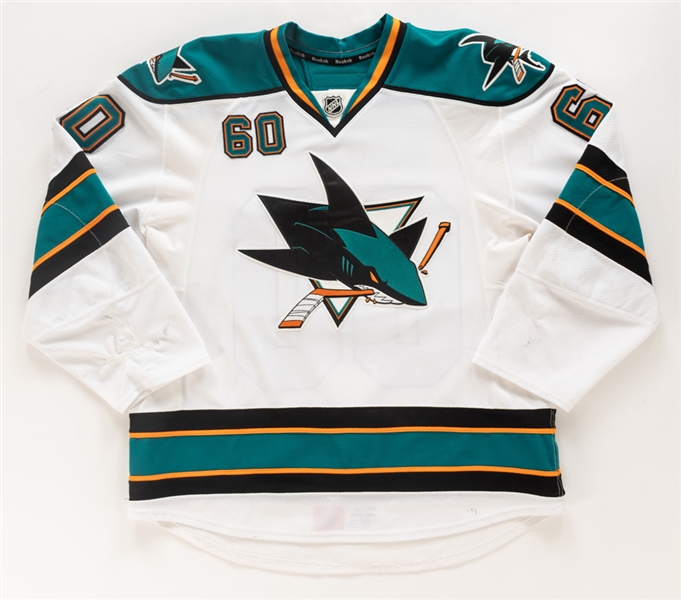 Jason Demers’ 2011-12 San Jose Sharks Game-Worn Jersey – Nice Game Wear! – Team Repairs! Photo-Matched!