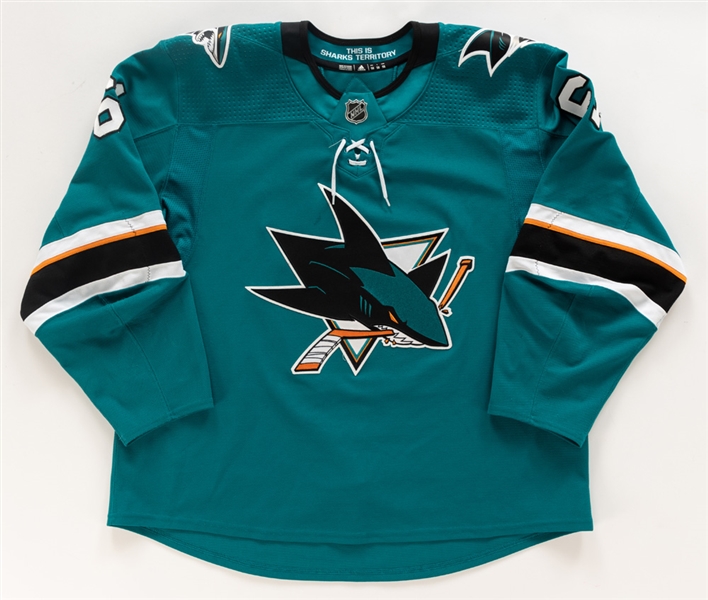 Justin Braun’s 2017-18 San Jose Sharks Game-Worn Jersey - Photo-Matched! 