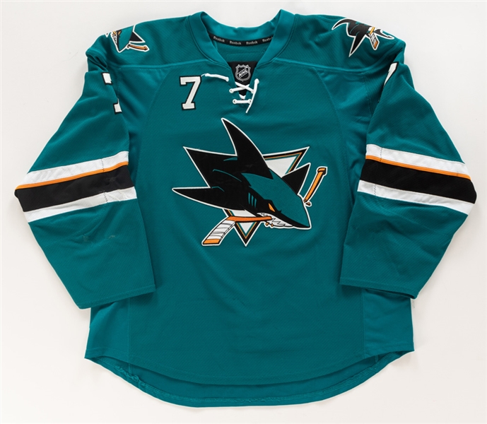 Brad Stuart’s 2013-14 San Jose Sharks Game-Worn Jersey – Photo-Matched! 