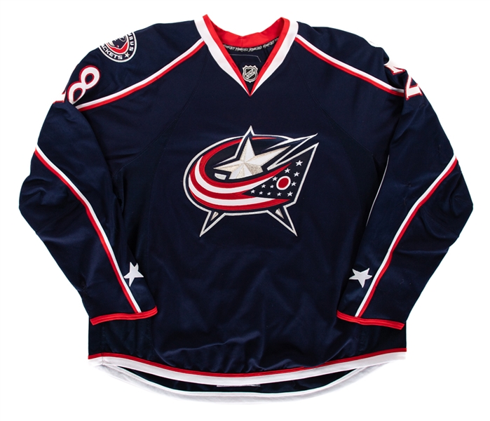 Nikita Filatovs 2009-10 Columbus Blue Jackets Game-Worn Jersey with MeiGray COR - Team Repairs!