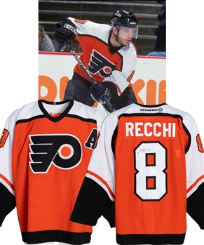 Mark Recchis 2000-01 Philadelphia Flyers Signed Game-Worn Alternate Captains Jersey - Photo-Matched! 