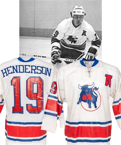 Paul Hendersons 1977-78 WHA Birmingham Bulls Game-Worn Alternate Captains Jersey with LOA 