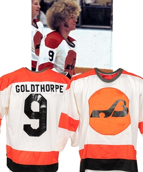 Bill "Goldie" Goldthorpes and Dave Gilmours 1974-75 WHA Baltimore Blades / AHL Baltimore Clippers Game-Worn Jersey with LOA - Numerous Team Repairs! - Nice Game Wear! 