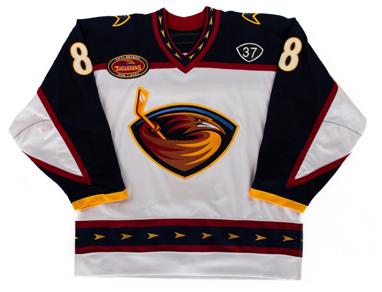 Frantisek Kaberles 2003-04 Atlanta Thrashers Game-Worn Jersey with LOA - Fifth Season Patch! - Dan Snyder Memorial Patch! 
