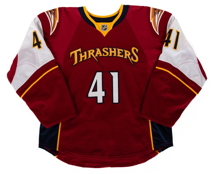 Clark MacArthurs 2009-10 Atlanta Thrashers Game-Worn Third Jersey with LOA
