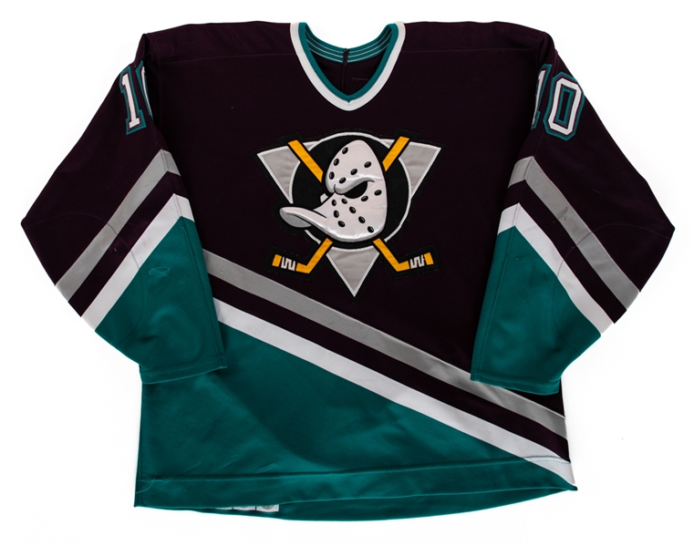 Oleg Tverdovskys 1995-96 Anaheim Mighty Ducks Game-Worn Jersey with Team LOA