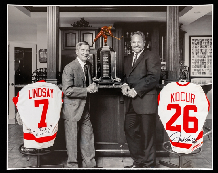 Ted Lindsay and Joey Kocur Detroit Red Wings “Ted Lindsay Award” Signed Print with LOA – Proceeds to Benefit the Ted Lindsay Foundation (16” x 20”)