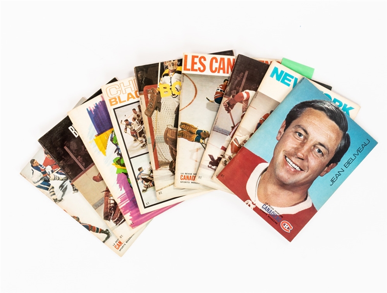 Montreal Canadiens 1968-69 Montreal Forum Program Collection of 9 with One Signed by Deceased HOFer Gordie Howe 