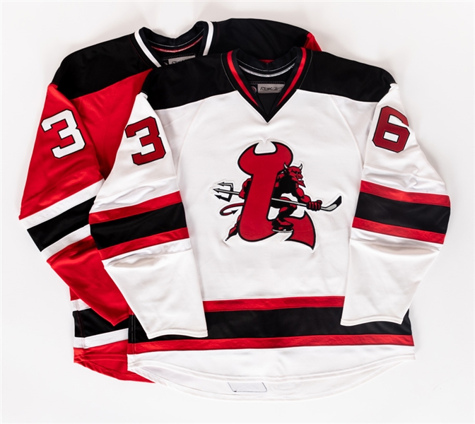 Trevor Kells 2007-08 AHL Lowell Devils Game-Worn Jersey Collection of 2 with LOAs 