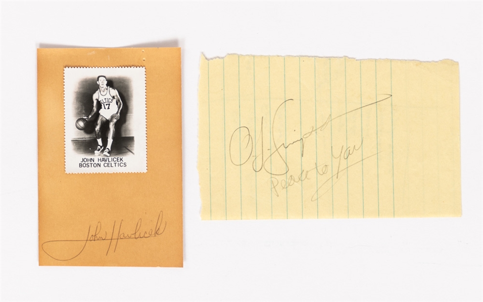 John Havlicek and OJ Simpson Signatures with JSA Auction LOA