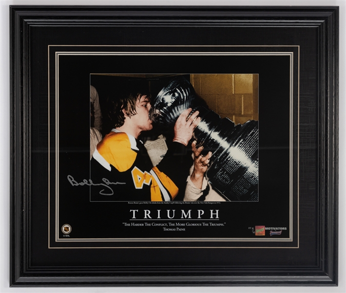 Bobby Orr Signed Boston Bruins Framed Photo Displays (2) Including "Triumph" Motivators Printers Proof #PP 18/28