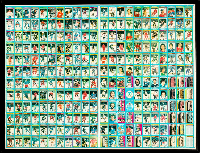 1979-80 O-Pee-Chee Hockey Uncut 264-Card Double Sheet (Blank Back) Including Wayne Gretzky Rookie Card