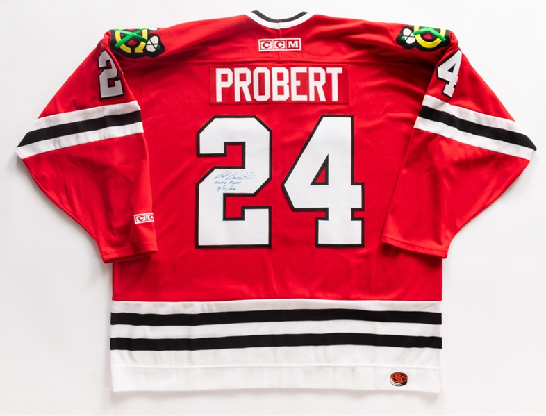 Bob Probert Detroit Red Wings Signed Jersey with "3000 PIM" Notation - JSA Auction LOA 