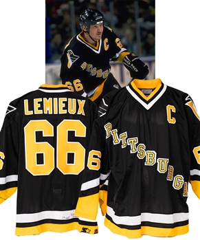 Mario Lemieuxs 1996-97 Pittsburgh Penguins Game-Worn Playoffs Jersey with LOA 