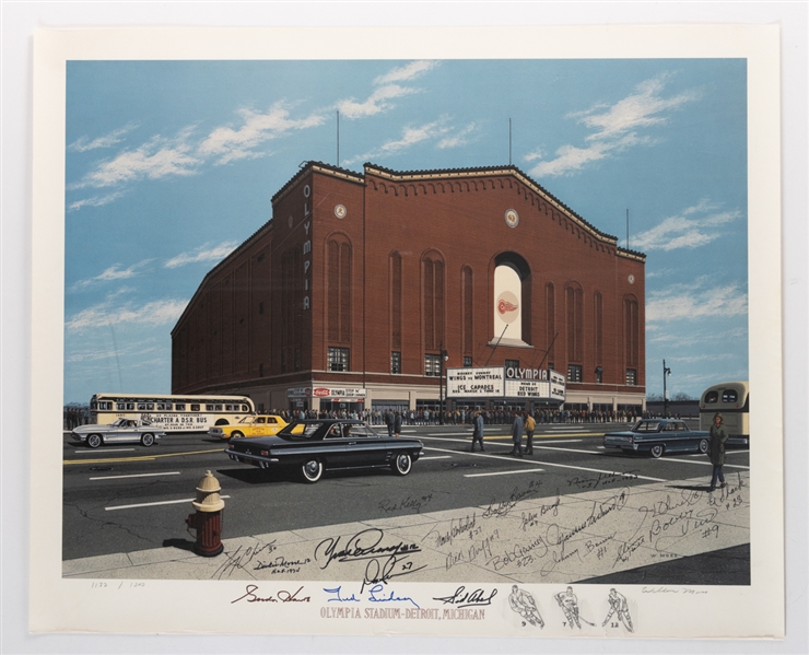 Detroit Olympia Multi-Signed Limited-Edition Print including Howe, Hull and The Rocket with LOA (24" x 29 1/2")