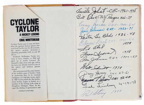 "Cyclone Taylor; A Hockey Legend" 1977 Book Signed by 39 HOFers with LOA Including Deceased HOFers Joliat, Harvey, Clancy, Bailey, Goodfellow, Plante, Dutton, Schriner and Others