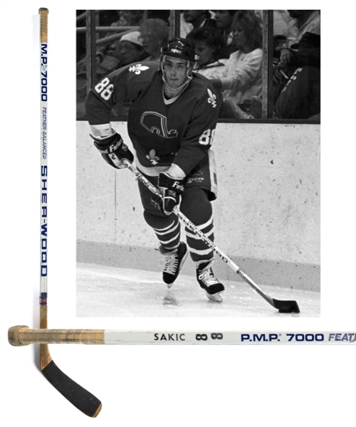 Joe Sakics 1988-89 Quebec Nordiques Signed Sher-Wood PMP 7000 Game-Used Rookie Season Stick