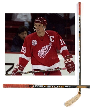 Steve Yzermans Late-1990s Detroit Red Wings Signed Easton T-Flex Game-Used Stick