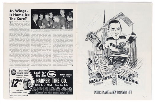 Deceased HOFer Jacques Plante Signed 1963-64 Detroit Red Wings Program with LOA 