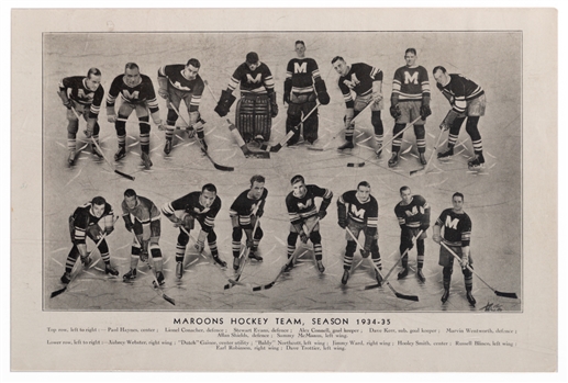 1934-35 Montreal Maroons Team Picture by Rice Studios (8" x 12")