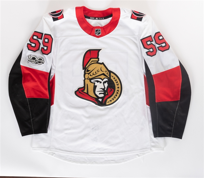 Alex Formentons 2017-18 Ottawa Senators Pre-Season Game-Worn Jersey with Team COA - NHL Centennial Patch! - Photo-Matched! 
