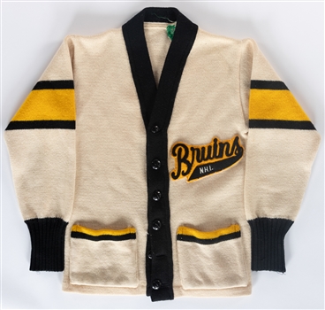 Vintage 1950s Boston Bruins Wool Cardigan Sweater