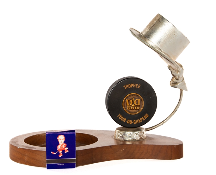 Vintage Circa 1968 Dow Breweries Hockey Hat Trick Trophy Plus Vintage Henri Richard Restaurant/Bar Matchbook