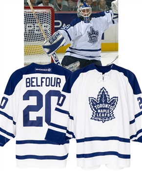 Ed Belfours 2003-04 Toronto Maple Leafs Game-Worn Regular Season and Playoffs Third Jersey with LOA - Photo-Matched! 