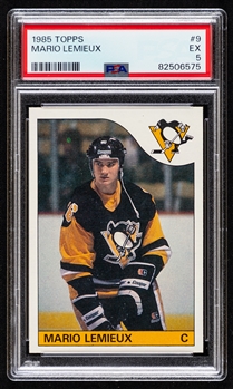 1985-86 Topps Hockey Card #9 HOFer Mario Lemieux Rookie - Graded PSA 5