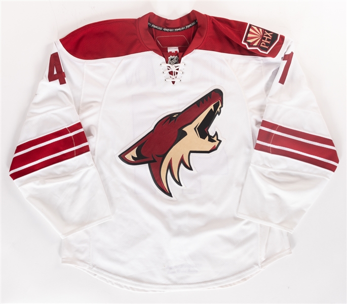 Viktor Tikhonovs 2010-11 Phoenix Coyotes Game-Worn Pre-Season Jersey with Team LOA - Photo-Matched! 
