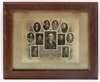1910-11 Bureau de Direction de La a Da Nationale Framed Cabinet Photo with HOFer Joseph Cattarinich - First Goaltender of the Montreal Canadiens! (28" x 34")