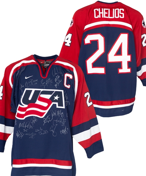 Team USA 2002 Winter Olympics Team-Signed Captains Jersey by 22 Including Herb Brooks, Leetch, Hull, Modano, Chelios, Richter, Amonte, Tkachuk, Roenick and Others