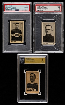 1924-25 Maple Crispette V130 Graded Hockey Cards (3) Including #13 HOFer Georges Vezina (PSA 2), #25 Vernon Forbes (PSA 5) and #2 HOFer Clint Benedict (ACA 1)